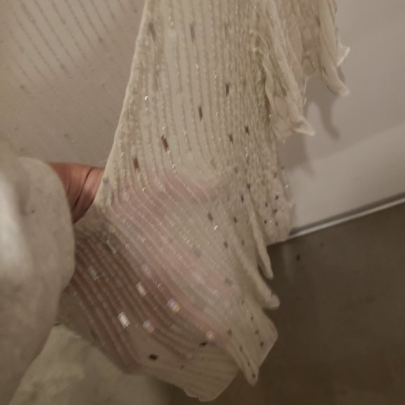 NEW Without Tags- Parker Sheer Beaded A-line Silk Top - Picture 8 of 9